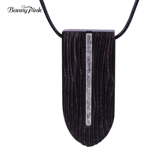 Banny Pink Chunky Sandal Wood Women Necklace Ethnic Big Pendant Necklace FashionJewelry Collier Vintage Long Rope Chain Necklace