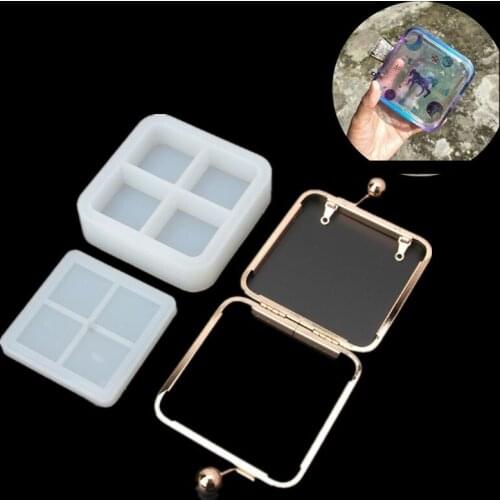 Handmade Clear Silicone Square Bags Molds Dynamic Liquid Handbags Mold Quicksand Bag Resin Casting Mold Art Craft Tools