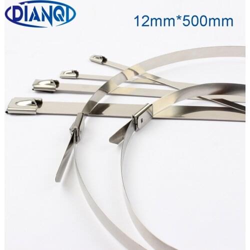 100pcs 12mm*500mm 12x500mm Latching Self-Locking Stainless Steel wires cable ties self-Lock tie wrap zip ties 201 304 316