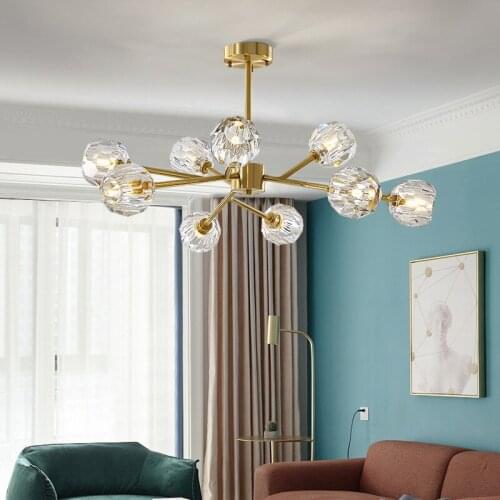 LED Creative Restaurant Lights Nordic high quality copper chandelier Living room crystal chandelier light LED G9 110V 220V