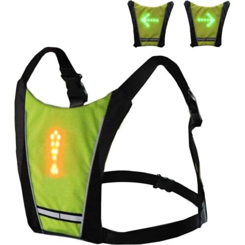 High Visibility Wireless Control LED Turn Signal Reflective Cycling Vest Safety Running Night
