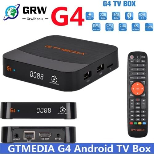 Grwibeou TV box GTMEDIA G4 Android 9.0/Bluetooth 4.1/2GB+16 GB/with BT Google voice remote control/Internet Smart Set top box