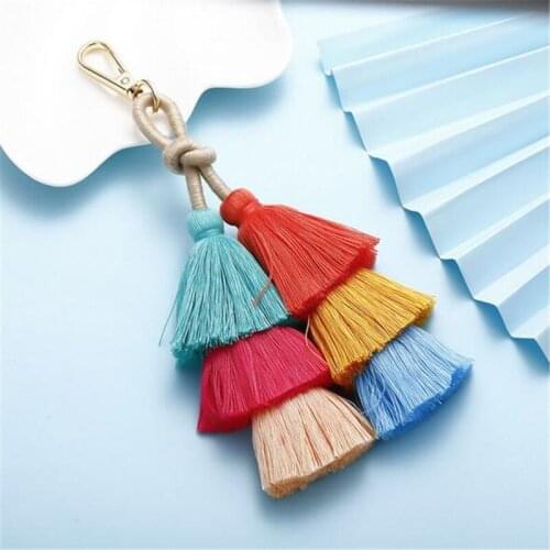 Vintage Bohemian Tassel Keychain For Women Pendant Car Bag Hanging Keyring Jewelry Party Gift Trinkets Wholesale