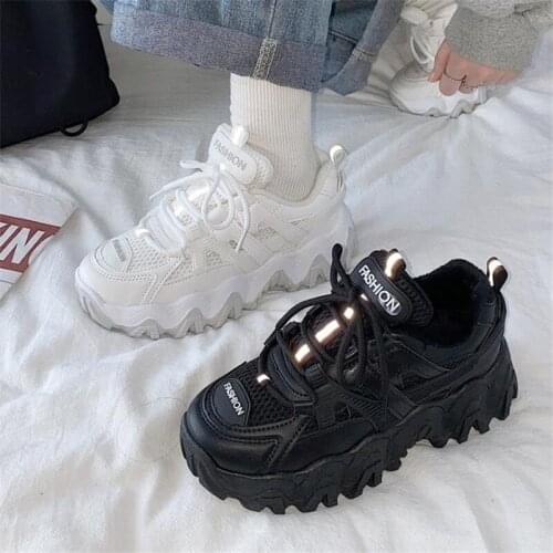 Women Chunky Sneakers Lace-up Dad Platform Shoes Reflective Breathable Mesh Sneakers for Women Basket Femme Casual Shoes