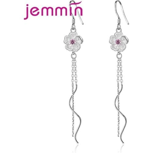 Exquisite Flower Shape Sparking Rhinstone Vintage Hot Sale 925 Sterling Silver Earring Drop Loverly Girls Woman Trendy