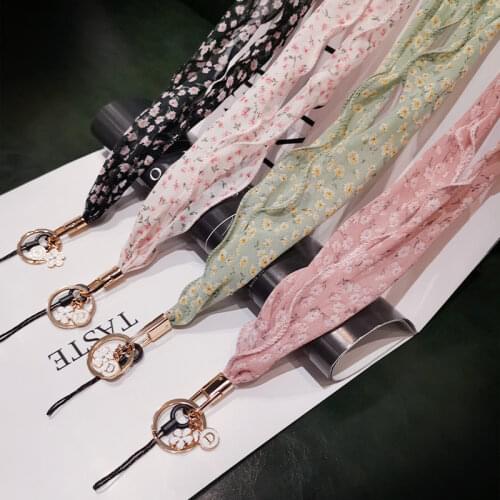 Mobile phone lanyard mesh silk scarf hanging neck lace non-leaf neck mobile phone case wide band anti-lost chain
