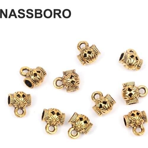 20Pcs Tibetan Flower Pattern Gold Metal Beads Antique Decorative Loose Spacer Beads For Jewelry Making Pendant Finding Diy