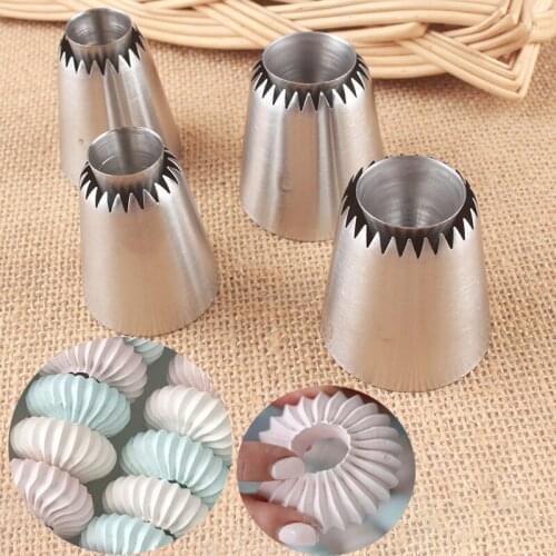 1-4pcs Cookies Mold Sultan Tube Icing Piping Nozzles For Decrating Cake Big Size Russian Pastry Tips Dessert Decor