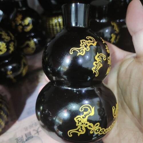 1pcs 800-900g Natural obsidian stone gourd shaped carved for home & office decor