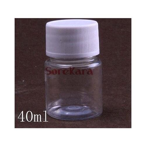 10pcs 40ml Clear plastic Bottle Reagent Bottle Sample Vials Plastic Lid Screw Cap Screw On Cover
