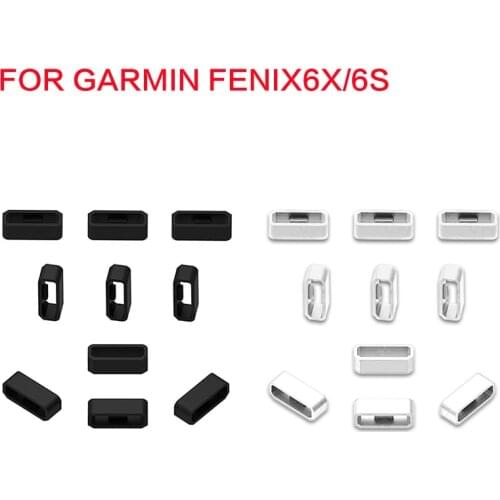 10Pcs Fixed Ring For Garmin Fenix ​​6/6S /6X/5X/5S Plus Watch With Rubber Band Silica Gel Black Fixed Buckle Watch Band Ring