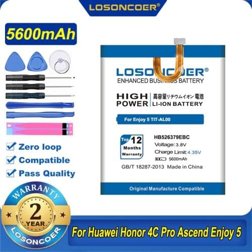 100% Original LOSONCOER HB526379EBC 5600mAh For Huawei Ascend Enjoy 5 Enjoy5 TIT-AL00 CL10 Honor 4C Pro / Y6 PRO Battery