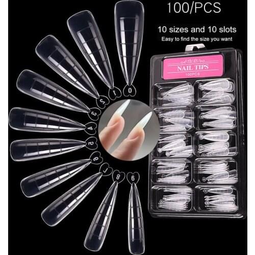 2021 New 100Pcs Nail Extension Tips Quick Building Nail Dual Forms Finger Extension Fast Nail Art UV Builder Manicure Tool