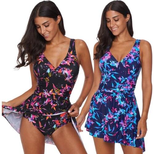 2020 Sexy Women Bathing Suits Dress Floral One Piece Swimwear V Neck Beach Swimming Clothes Thong Body Swimsuits Clothes