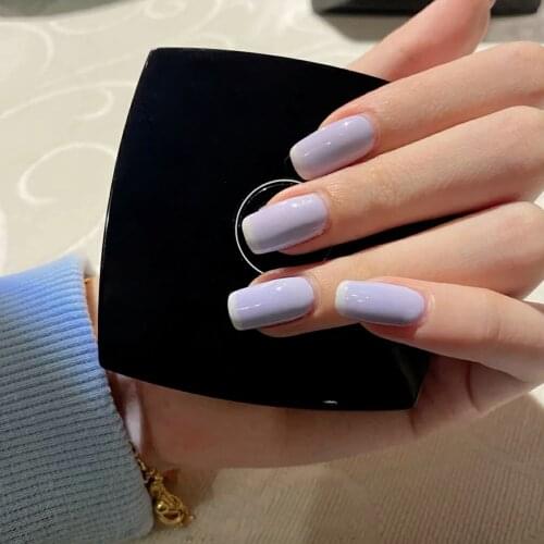 24pcs Taro Purple Nail Patch Glue Type Removable Mid Length Paragraph Fashion Manicure Save Time False Nail Patch NE