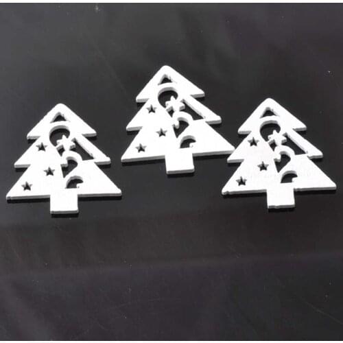 50pcs Wood Scrapbooking Carft Pine Christmas Tree for Home Decoration 34x29mm MT0253