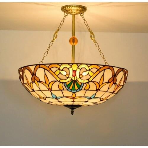 60cm Vintage Creative Baroque Bar Lamps European Tiffany Colored Glass Living Room Dining Room Bedroom Chandelier