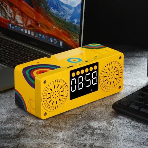 Portable Wireless Bluetooth Speakers LED Display Dual Alarm Clock Dual Units FM Radio USB Port Bass Speaker Support TF AUX