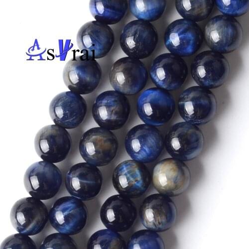 Natural Stone Beads 6 8 10 mm Lapis Lazuli Blue Tiger Eye Stone Round Loose Beads For Jewelry Making DIY Bracelet Charms 15"