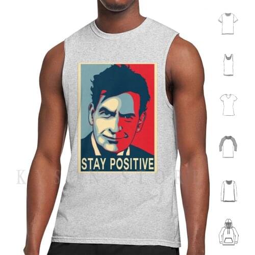 Charlie Sheen Stay Positive Tank Tops Vest Sleeveless Charlie Sheen American Tv Movies Actor Hiv Aids Std Positive