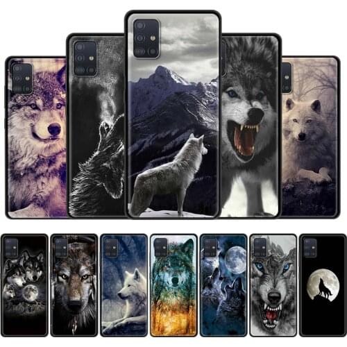 For Samsung Galaxy A51 A71 A21s A31 A12 A41 M31 M51 Phone Case A52 A32 A11 M30s A42 A01 Black Soft Cover Cool Angry Wolf Shell