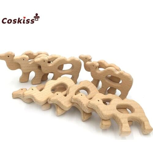 Beech Wooden Camel Natural Handmade Wooden Teether DIY Wood Personalized Pendent Eco-Friendly Safe Baby Teether Toys