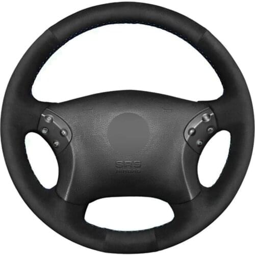 DIY Hand-stitched Black Soft Suede Car Steering Wheel Cover For Mercedes Benz W203 C-Class 2001 2002 2003 2004 2005 2006 2007