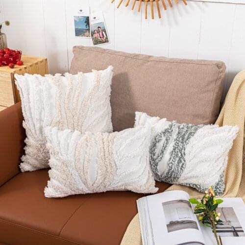 Home Decor Cushion Cover 45x45cm/30x50cm Beige Grey Tufted Coral Stylish Pillow Cover For Sofa Bed Chair Living Room Bed Room