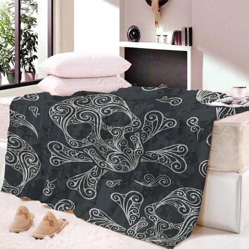 Skull 3D Print Throw Fleece Blanket Washable Quilts Travel Office Bedspread Black Fashion Blanket Drop Ship