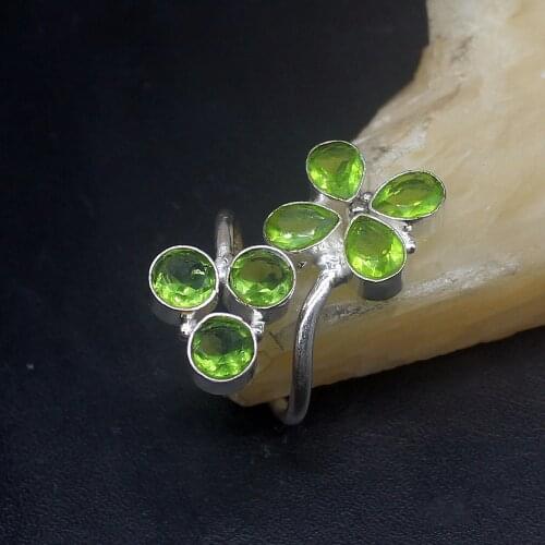 Hermosa Jewelry Glowing GreenTopaz New Arrival Fashion Silver Color Wedding Charms Band Ring For Women Men Size 7 HD971
