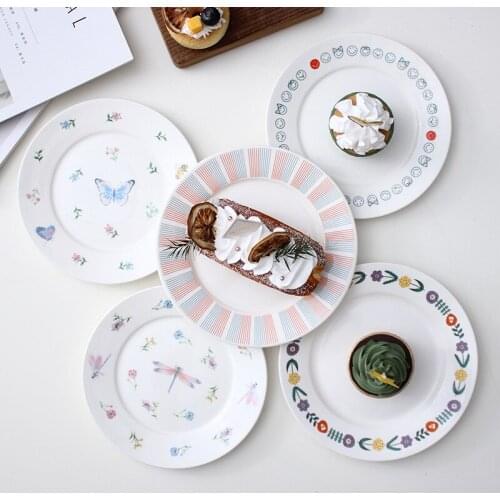 Doodle Hand-Painted Ceramic Plates Bread Pasta Dessert Snack Steak Restaurant Household Creative Personality Ceramic Plates