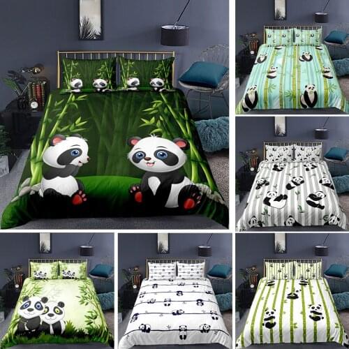 Panda and Bamboo Bedding Set 2/3Pcs Duvet Cover & Pillowcase(s) 3D Printed Quilt Cover Home Textile Gift
