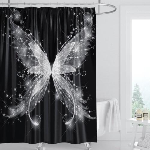 Beautiful Butterfly Series Pattern Waterproof and Mildewproof with Hook Washable White Shower Curtain Home Bathroom Decoration