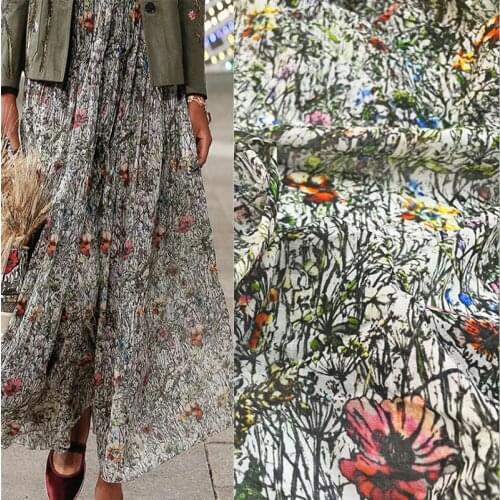 Red with green digital printing cotton fabric for dress tissus au mètre telas por metro tissu vestidos sewing tela tulle ткань