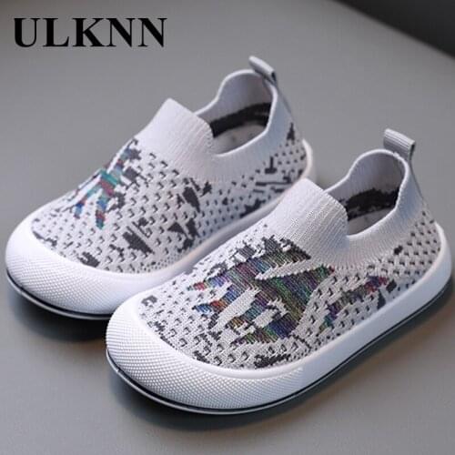 ULKNN Sneakers Kids For Boys Pink Children Shoes Girls Black Casual Mesh Breathable Rubber Sole Slip-on Light Running Shoes