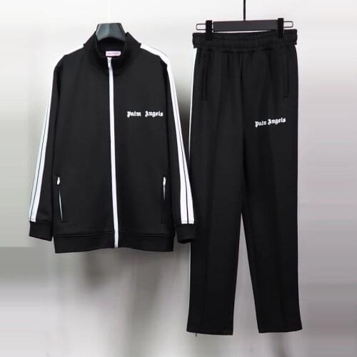 Palm Angels 21SS Logo letters Men and Women Cotton Long Sleeve Jacket +Pants Set Sports Jacket Set,Mens womens Casual suits