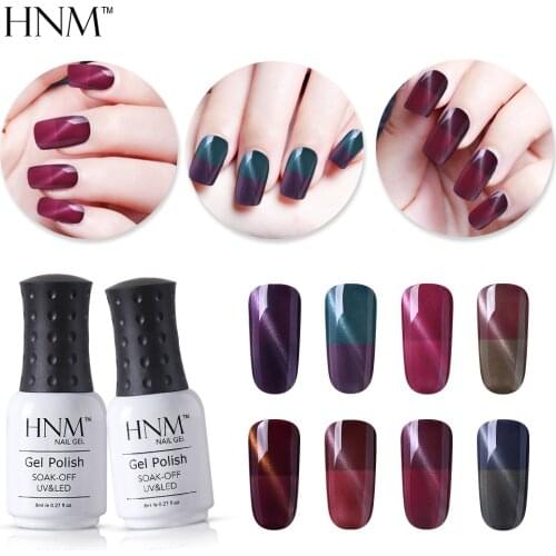 HNM 8ML Cat Eye Thermal Color Change Nail Polish Cat Eye Oil Stamping Paint Nail Polish 1pcs LED Liquid Latex Lucky Lacquer