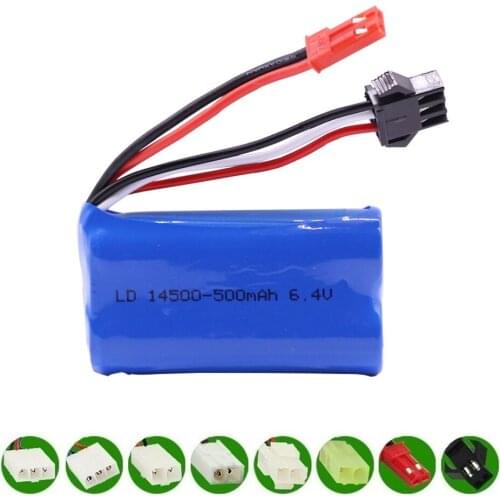 6.4V 500mah Li-ion Battery 14500 for Wltoys 18401 18402 Remote Control Off-road Vehicle 6.4v battery for RC toys Car Boat Truck