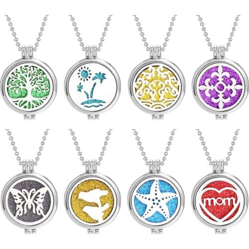 New Aromatherapy Necklace Tree of Life Stainless Steel Open Perfume Locket Essential Oils Diffuser Necklace Aroma Jewelry