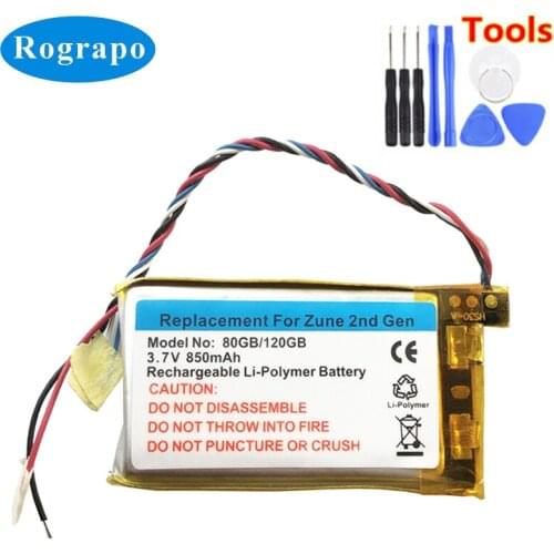 New Battery For Microsoft Zune 2 80GB 120GB X814399-001 MP3 Player Accumulator 3.7V 850mAh Replacement Batterie 3-wire +tools