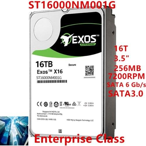 New HDD For Seagate Brand 16TB 3.5" SATA 6 Gb/s 256MB 7200RPM For Internal HDD For Enterprise Class HDD For ST16000NM001G