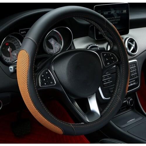 38CM Braid Ice Silk Steering Wheel Artificial Leather Car Steering Wheel Cover Breathable Steering covers 6 Colors