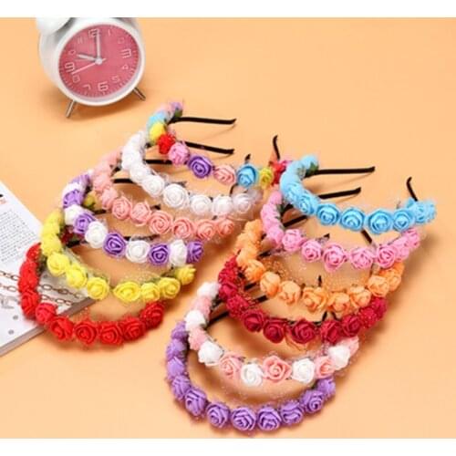 Sweet Candy Color Children Foam Flower Headbands Wreath Flowers Crown Headpiece Kids Girls Hair Accessories Princess Headwear