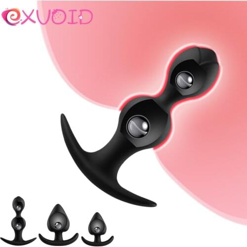 Silicone Anal Beads Sex Toys for Men Women Gay Butt Plug with Metal Ball Vagina Anus Dilator