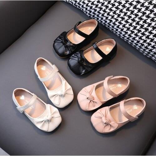 Korean Style Cute Girls Shoes New Sweet Bow Pearl Princess Shoes High Quality 3-12 Years Kids Soft Sole Flat Shoes Four Seasons