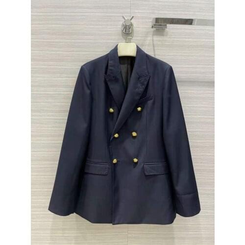 2021 Autumn winter high quality womens jacket fashion double breasted British style blazer coat