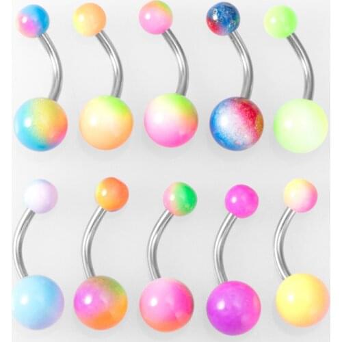 1PC Summer Candy Belly Button Rings Surgical Steel Acrylic Ball Navel Ring Barbell for Women Girls Body Piercing Jewelry Gifts