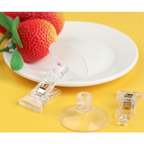 1Pc Clear Plastic Suction Cup Clip Advertising Clip Suction Cup Transparent Clip Office Home Accessories