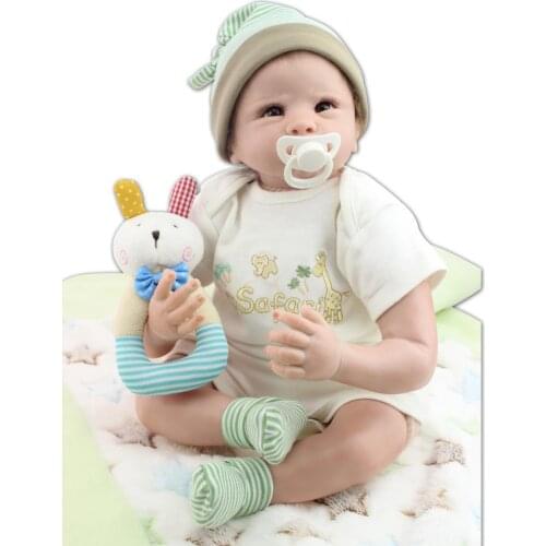 22 Inch Cloth Body Soft Silicone Reborns Baby Dolls for Girls Boy Soft Bebe Doll Fashion Kids Toys Birthday Gifts with Pillow