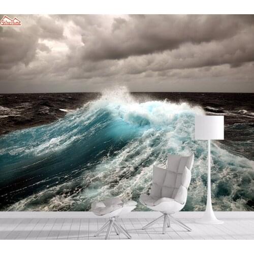 3d Photo Mural Wallpaper Self Adhesive Wall Paper Papers Home Decor Wallpapers for Living Room Sea Wave Murals Walls Rolls Art